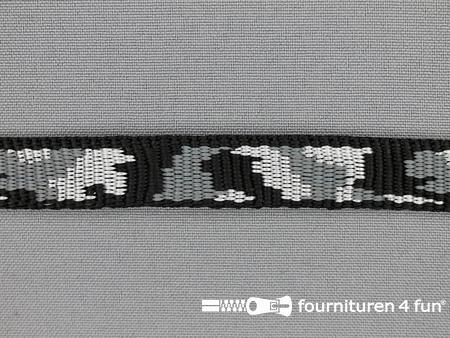 Geweven halsband - camouflage - 15mm - grijs / zwart