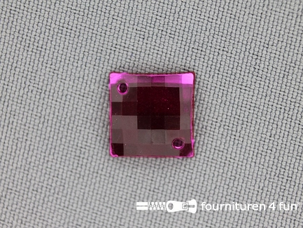 10 stuks Strass stenen vierkant 12mm fuchsia roze