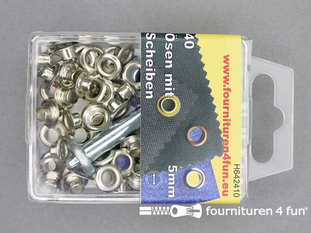 Grootverpakking - 5 doosjes ringen en schijven - 5mm - zilver - 40 stuks