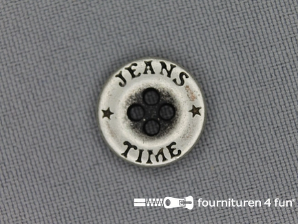 Zilveren knoop - 15mm - Jeans Time