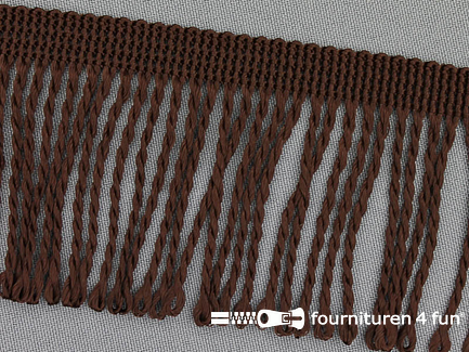 COUPON 5 meter Nylon franje - 60mm - donker bruin