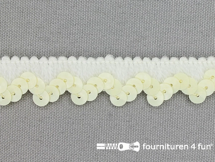 COUPON circa 18 meter Elastische pailletten band 15mm ecru - B-KEUZE