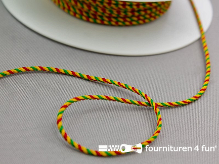 Carnavals koord - 2mm - geschikt voor medailles - rood-geel-groen