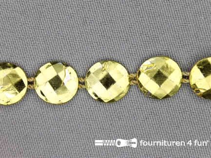 COUPON 1,3 meter Strass band 12mm rondjes goud