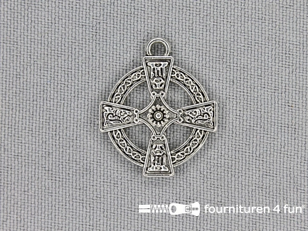 Steampunk hanger 20x23mm tempeliers kruis zilver