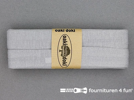 Oaki Doki Tricot biaisband - 20mm x 3 meter - licht grijs (117)