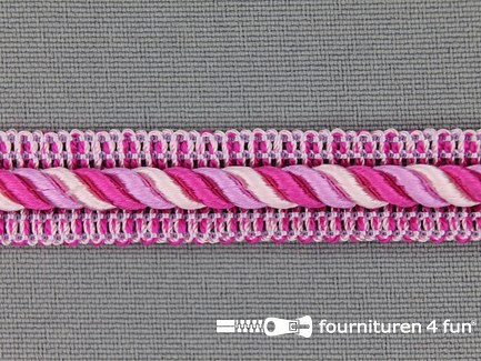 COUPON 28 meter (2 stukken, 25 + 3 meter) Meubel - paspelband multicolor 12mm fuchsia - roze