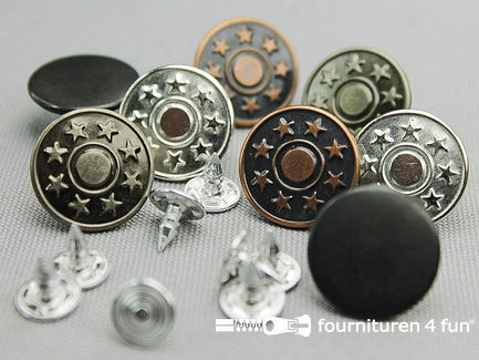 Jeansknopen - 17mm - assortiment - 8 stuks