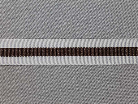 Ripsband met strepen 20mm grijs - bruin