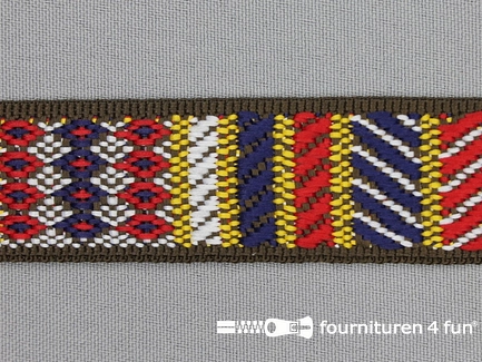Indianenband 27mm geel - wit - blauw - rood