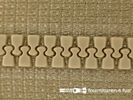 Deelbare bloktand rits - 6mm - met 2 schuivers - camel