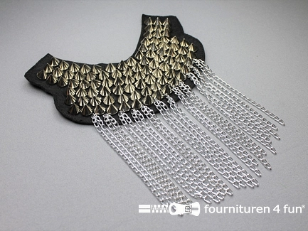 Steampunk schouder epaulet 175x120mm zilver