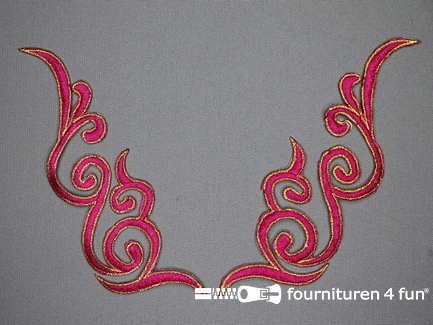 Goud - fuchsia applicatie 175x50mm per paar
