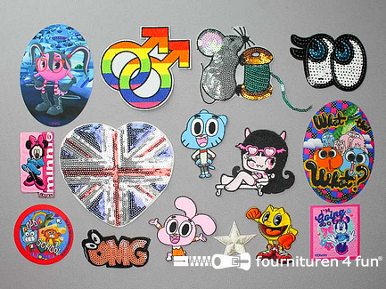Collectie strijkapplicaties - 15 delige set - opstrijkbare patches