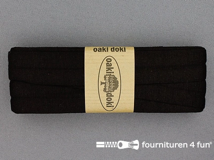 Oaki Doki Tricot biaisband - 20mm x 3 meter - heel donker bruin (501)