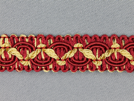 Viscose galon 15mm bordeaux - goud
