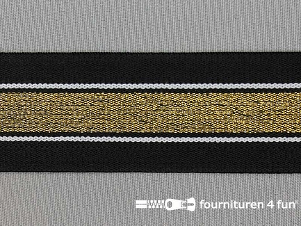 Elastiek met gouden streep zwart - wit 40mm