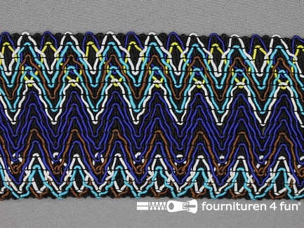 Elastiek met jaquardmotief 70mm zwart-blauw-multicolor