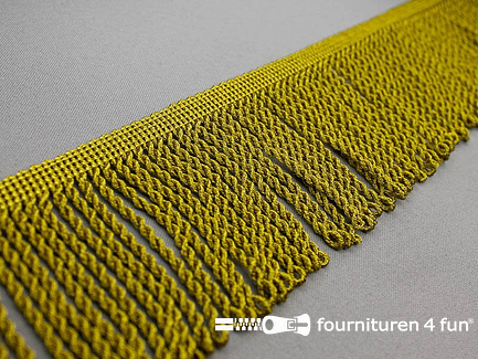 COUPON 1,2 meter Viscose franje grof - 80mm - antique groen