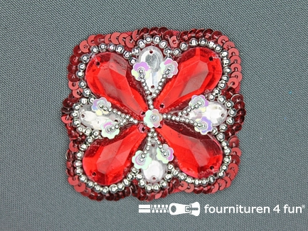 Broche 50mm rood - zilver