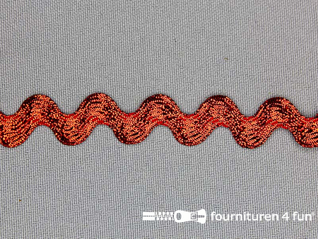 Rol 50 meter zigzag band - 12mm - metallic - rood