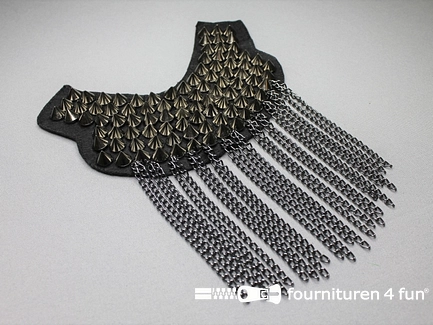 Steampunk schouder epaulet 175x120mm zwart zilver