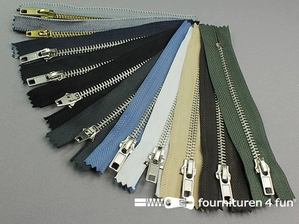 11 stuks metalen broekritsen - 12cm - kleuren assortiment