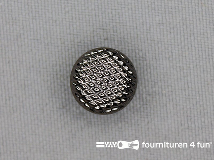 Zwart zilveren knoop 12mm bol relief