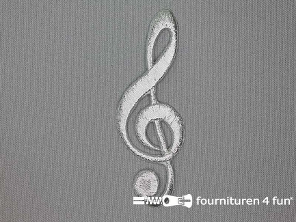 Barok applicatie 95x35mm - muzieksleutel - solsleutel - zilver 