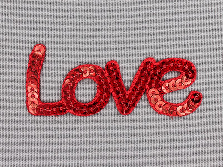 Pailletten applicatie 65x27mm 'Love' rood