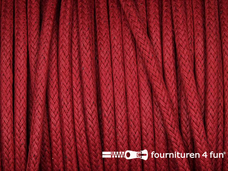 Katoen wax-look koord 3mm rood