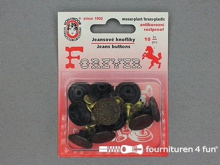 Jeansknopen - 17mm - oud koper - lauwerkrans - 10 stuks - B-KEUZE
