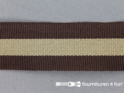 Ripsband met strepen 30mm bruin - beige