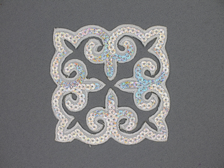 Pailletten applicatie 90x90mm vierkant zilver hologram