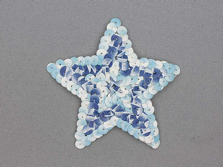 Pailletten applicatie ster 85x80mm blauw