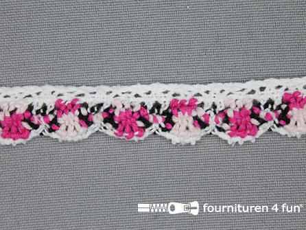 Kloskant 16mm wit - fuchsia - zwart