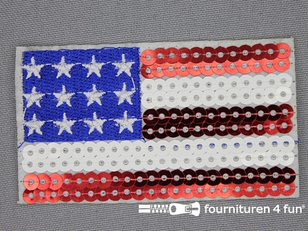 Pailletten applicatie 78x45mm vlag America