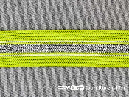 Gestreept band lurex 24mm lime groen - zilver