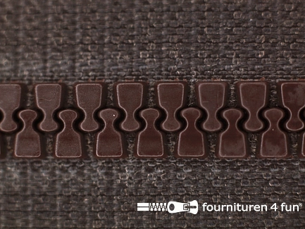 Deelbare bloktand rits - 6mm - met 2 schuivers - donker bruin