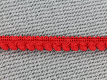 Kaart 25 meter bolletjesband 10mm rood