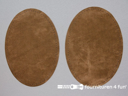 Elleboogstukken / Kniestukken - ovaal - suèdine - 140x100mm - tabaks bruin