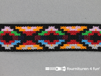 Elastiek met Inca motief 25mm multicolor (3)