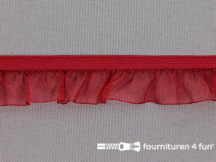 Elastisch ruche band 19mm kersen rood