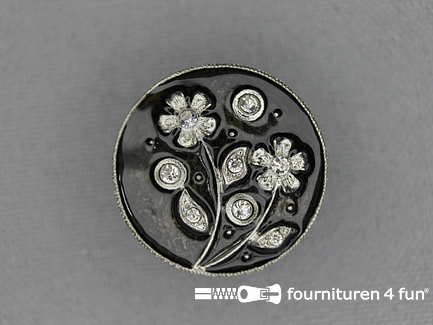 Design knoop 22mm bloem zilver