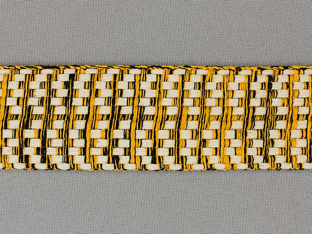 Bohemian sierband 40mm zwart - ecru - oker geel