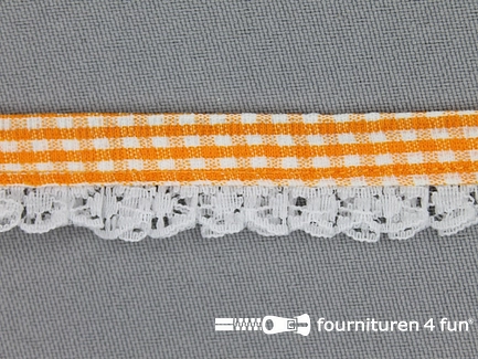 Ruitjes kant plissé - 15mm - oranje