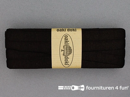 Oaki Doki Tricot biaisband - 20mm x 3 meter - heel donker bruin (501)