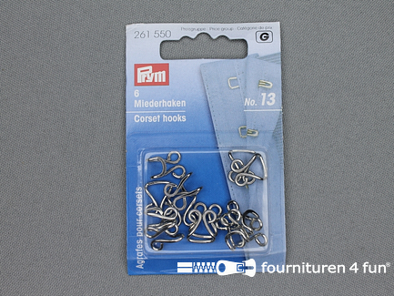 Prym miederhaken / korsethaken 8mm zilver 6 stuks - 261550