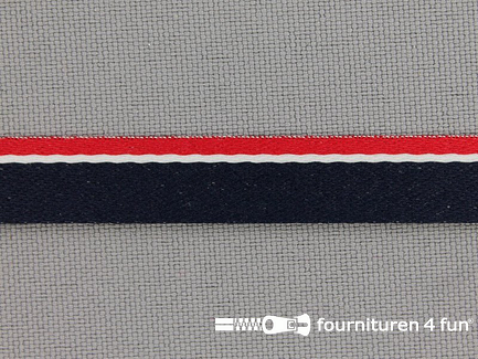 Modern band 10mm rood - wit - blauw