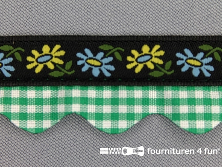 Folklore band 20mm zwart - groen
